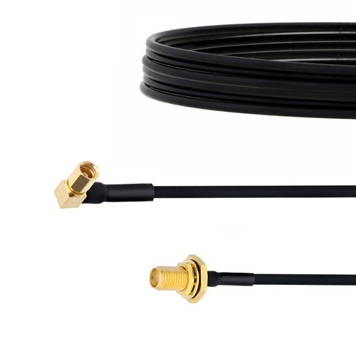 SMA Female Bulkhead to RA SSMC Plug Cable FM-SR086TBJ Coax in 6 Inch FMCA1515-6