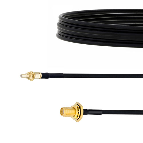 SMA Female Bulkhead to SSMC Jack Bulkhead Cable FM-SR086TBJ Coax in 6 Inch FMCA1516-6
