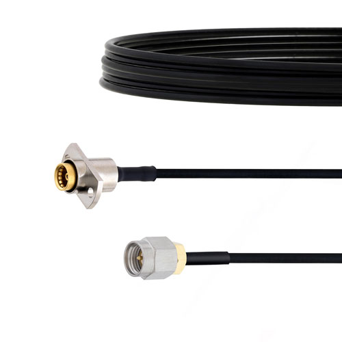 Slide-On BMA Jack 2 Hole Flange to SMA Male Cable FM-SR086TBJ Coax in 12 Inch FMCA1568-12