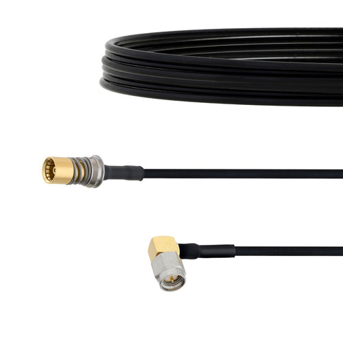 Snap-On BMA Jack to RA SMA Male Cable FM-SR086TBJ Coax in 6 Inch FMCA1572-6