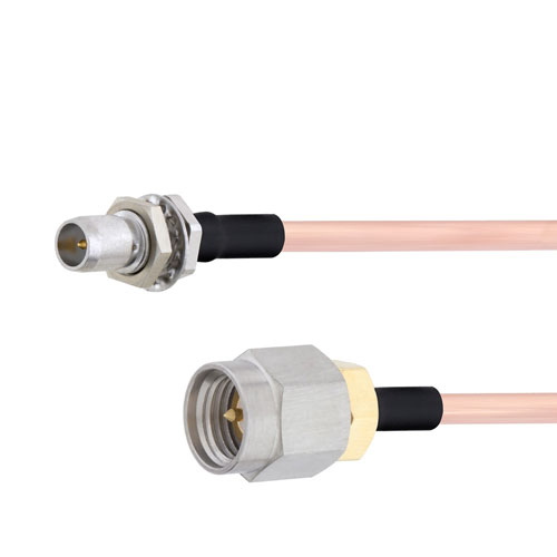 Slide-On BMA Plug Bulkhead to SMA Male Cable RG405 Type .086 Coax in 24 Inch FMCA1594-24