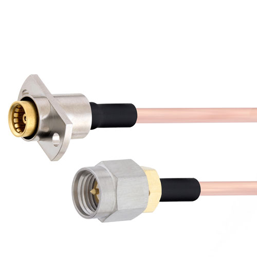 Slide-On BMA Jack 2 Hole Flange to SMA Male Cable RG405 Type .086 Coax in 36 Inch FMCA1595-36