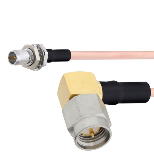 Slide-On BMA Plug Bulkhead to RA SMA Male Cable RG405 Type .086 Coax in 60 Inch FMCA1597-60