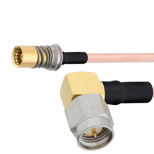 Snap-On BMA Jack to RA SMA Male Cable RG405 Type .086 Coax in 12 Inch FMCA1599-12