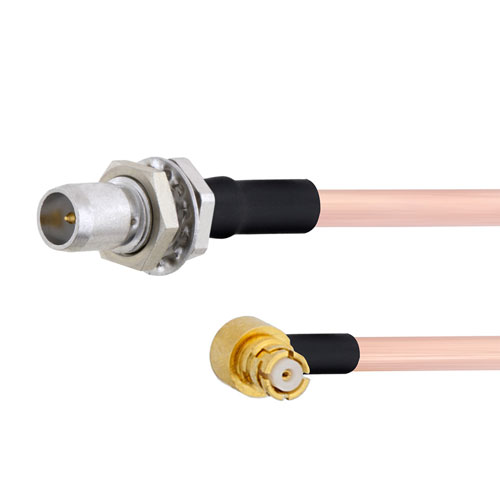 Slide-On BMA Plug Bulkhead to RA SMP Female Cable RG405 Type .086 Coax in 36 Inch FMCA1609-36
