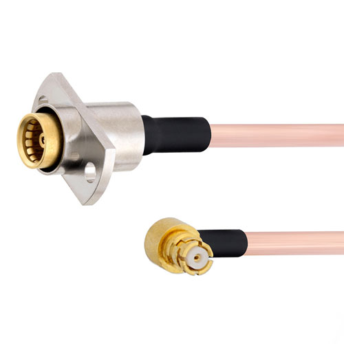 Slide-On BMA Jack 2 Hole Flange to RA SMP Female Cable RG405 Type .086 Coax in 6 Inch FMCA1610-6