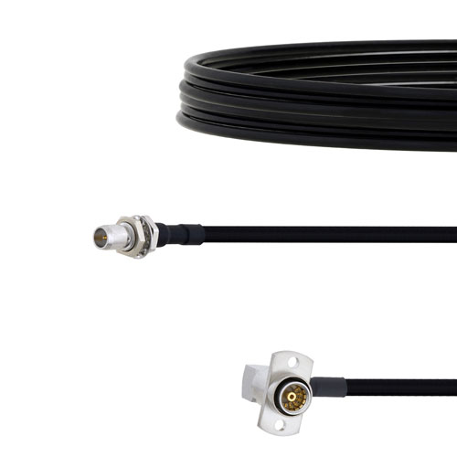 Slide-On BMA Plug Bulkhead to RA Slide-On BMA Jack 2 Hole Flange Cable FM-SR141TBJ Coax in 12 Inch FMCA1618-12