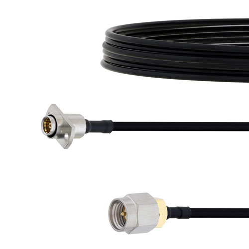 Slide-On BMA Jack 2 Hole Flange to SMA Male Cable FM-SR141TBJ Coax in 60 Inch FMCA1620-60