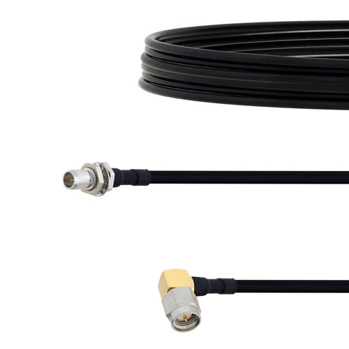 Slide-On BMA Plug Bulkhead to RA SMA Male Cable FM-SR141TBJ Coax in 12 Inch FMCA1622-12