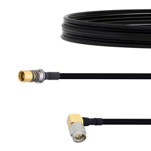 Snap-On BMA Jack to RA SMA Male Cable FM-SR141TBJ Coax in 36 Inch FMCA1624-36