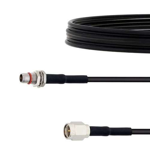Slide-On BMA Plug Bulkhead to SMA Male Cable LMR-100 Coax in 24 Inch FMCA1640-24