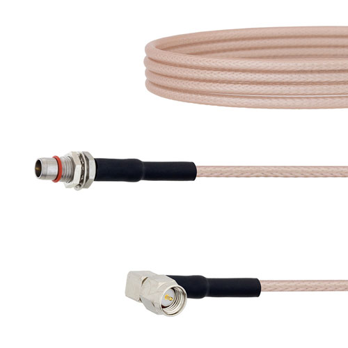 Slide-On BMA Plug Bulkhead to RA SMA Male Cable RG-316 Coax in 6 Inch FMCA1643-6