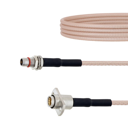 Slide-On BMA Plug Bulkhead to Slide-On BMA Jack 2 Hole Flange Cable RG-316 Coax in 6 Inch FMCA1653-6