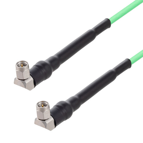 Low Loss RA SMA Male to RA SMA Male Cable 12 Inch Length LL160 Coax with LF Solder, 180 Degree Clocking FMCA1688/PH180-12