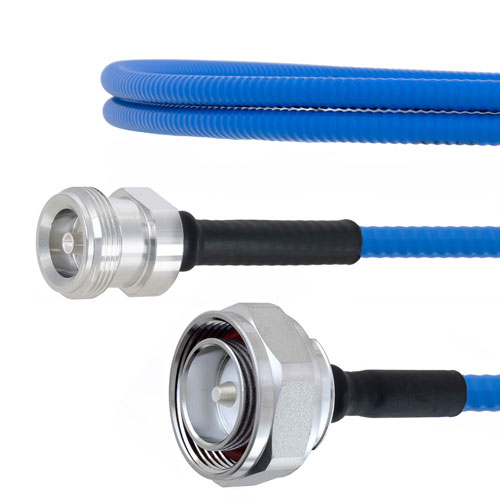 Low PIM 4.1/9.5 Mini DIN Female to 7/16 DIN Male Plenum Cable SPP-250-LLPL Coax in 12 Inch with LF Solder FMCA1772-12