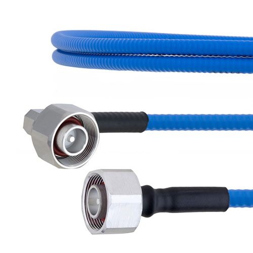 Low PIM 4.1/9.5 Mini DIN Male to RA 4.1/9.5 Mini DIN Male Plenum Cable SPP-250-LLPL Coax in 200 cm with LF Solder FMCA1777-200CM