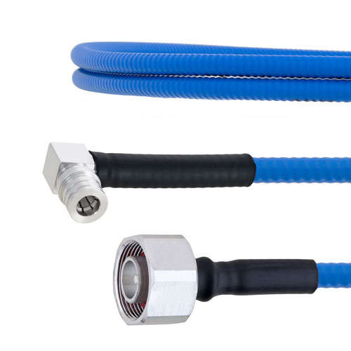Low PIM 4.1/9.5 Mini DIN Male to RA QMA Male Plenum Cable SPP-250-LLPL Coax in 12 Inch with LF Solder FMCA1802-12