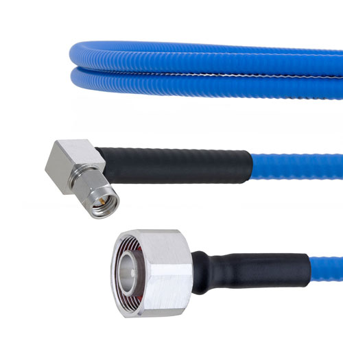 Low PIM 4.1/9.5 Mini DIN Male to RA SMA Male Plenum Cable SPP-250-LLPL Coax in 24 Inch with LF Solder FMCA1820-24