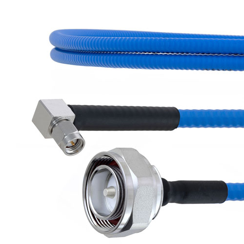 Low PIM 7/16 DIN Male to RA SMA Male Plenum Cable SPP-250-LLPL Coax in 12 Inch with LF Solder FMCA1821-12