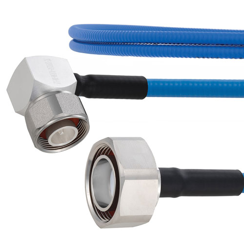 Plenum Low PIM RA 4.1/9.5 Mini DIN Male to 7/16 DIN Male Cable SPP-250-LLPL Coax in 100 cm Using Times Microwave Parts FMCA1857-100CM