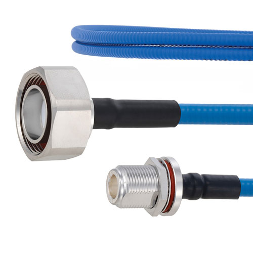 Plenum Low PIM 7/16 DIN Male to N Female Bulkhead Cable SPP-250-LLPL Coax in 200 cm Using Times Microwave Parts FMCA1861-200CM