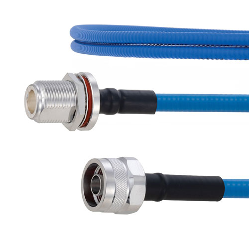 Plenum Low PIM N Male to N Female Bulkhead Cable SPP-250-LLPL Coax in 100 cm Using Times Microwave Parts FMCA1871-100CM