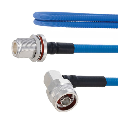 Plenum Low PIM RA N Male to N Female Bulkhead Cable SPP-250-LLPL Coax Using Times Microwave Parts FMCA1874