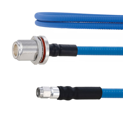 Plenum Low PIM N Female Bulkhead to SMA Male Cable SPP-250-LLPL Coax in 12 Inch Using Times Microwave Parts FMCA1884-12
