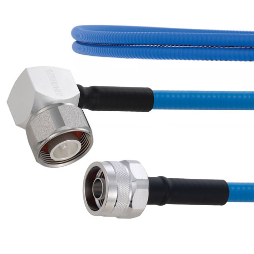 Plenum Low PIM RA 4.1/9.5 Mini DIN Male to N Male Cable SPP-250-LLPL Coax in 100 cm Using Times Microwave Parts FMCA1888-100CM