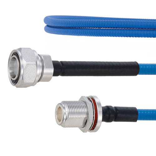 Plenum Low PIM 4.3-10 Male to N Female Bulkhead Cable SPP-250-LLPL Coax in 12 Inch Using Times Microwave Parts FMCA1889-12