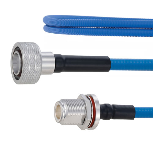 Plenum Low PIM Snap-On 4.3-10 Male to N Female Bulkhead Cable SPP-250-LLPL Coax in 100 cm Using Times Microwave Parts FMCA1896-100CM