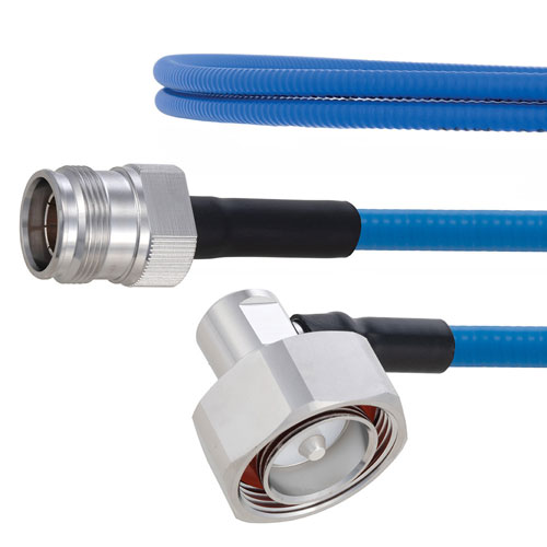 Plenum Low PIM 4.3-10 Female to RA 7/16 DIN Male Cable SPP-250-LLPL Coax in 12 Inch Using Times Microwave Parts FMCA1905-12