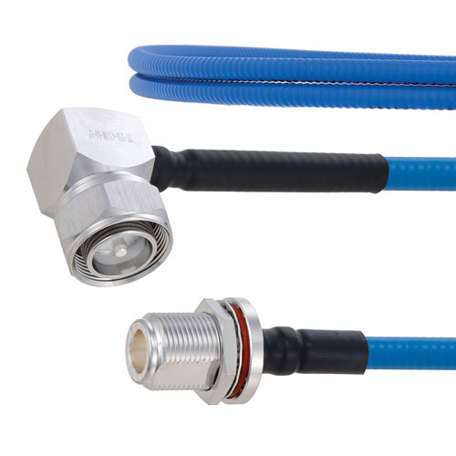 Plenum Low PIM RA 4.3-10 Male to N Female Bulkhead Cable SPP-250-LLPL Coax in 100 cm Using Times Microwave Parts FMCA1909-100CM