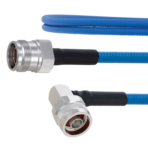 Plenum Low PIM 4.3-10 Female to RA N Male Cable SPP-250-LLPL Coax in 100 cm Using Times Microwave Parts FMCA1911-100CM