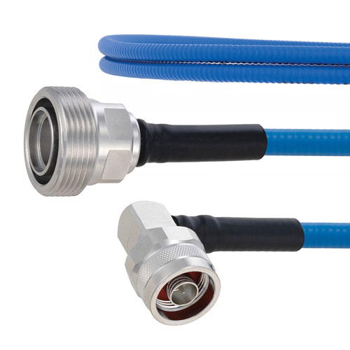 Plenum Low PIM 7/16 DIN Female to RA N Male Cable SPP-250-LLPL Coax in 12 Inch Using Times Microwave Parts FMCA1914-12