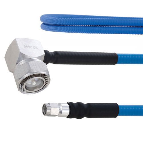 Plenum Low PIM RA 4.3-10 Male to SMA Male Cable SPP-250-LLPL Coax in 100 cm Using Times Microwave Parts FMCA1915-100CM