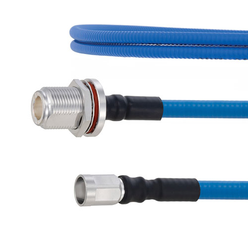 Plenum Low PIM N Female Bulkhead to NEX10 Male Cable SPP-250-LLPL Coax in 48 Inch Using Times Microwave Parts FMCA1925-48