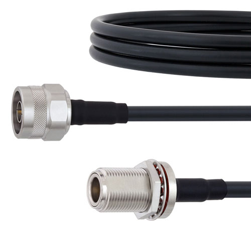 Low Loss N Male to N Female Bulkhead Cable LMR-240 Coax in 150 CM with Times Microwave components FMCA1937-150CM