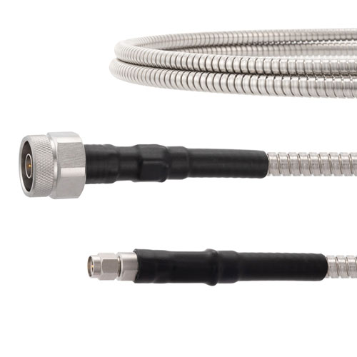 Low Loss N Male to SMA Male Cable Armored 0.32 Coax in 120 Inch FMCA1953-120