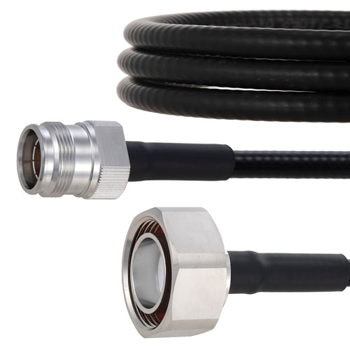 Fire Rated Low PIM 4.3-10 Female to 7/16 DIN Male Cable SPF-250 Coax in 200 cm Using Times Microwave Parts FMCA2020-200CM