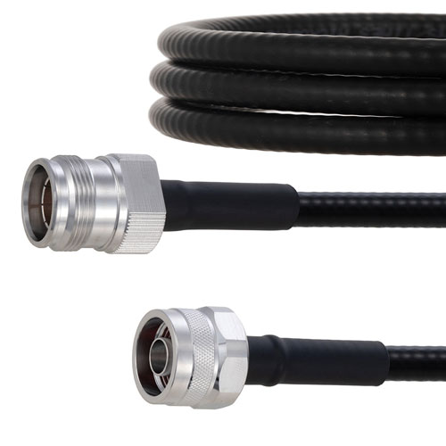 Fire Rated Low PIM 4.3-10 Female to N Male Cable SPF-250 Coax in 200 cm Using Times Microwave Parts FMCA2021-200CM