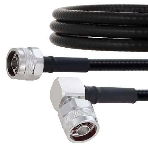 Fire Rated Low PIM N Male to RA N Male Cable SPF-250 Coax in 150 cm Using Times Microwave Parts FMCA2031-150CM