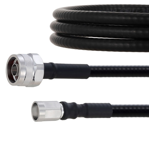 Fire Rated Low PIM N Male to NEX10 Male Cable SPF-250 Coax in 12 Inch Using Times Microwave Parts FMCA2032-12