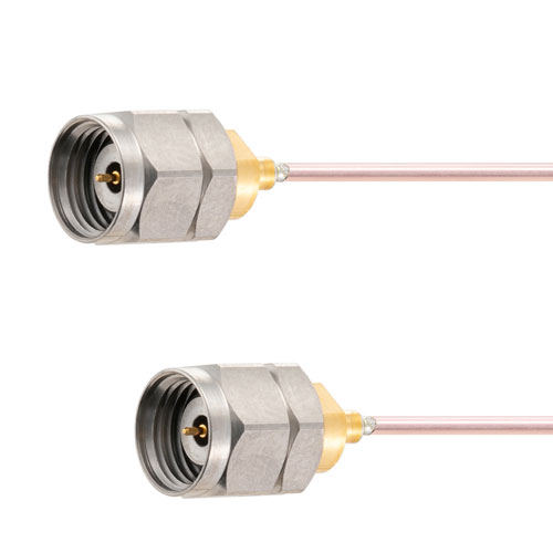 Low Loss 1.85mm Male (Plug) to 1.85mm Male (Plug) Cable 047 Coax Up To 70 GHz, 1.4 VSWR in 24 Inch, Copper Outer Conductor FMCA2084-24