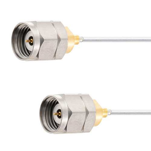 Low Loss 1.85mm Male (Plug) to 1.85mm Male (Plug) Cable 047 Coax Up To 70 GHz, 1.4 VSWR in 24 Inch, Tin Plated Copper Outer Conductor FMCA2087-24