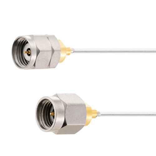 Low Loss 1.85mm Male (Plug) to 2.92mm Male (Plug) Cable 047 Coax Up To 45 GHz, 1.4 VSWR in 24 Inch, Tin Plated Copper Outer Conductor FMCA2088-24