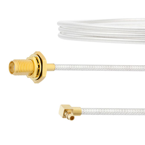 SMA Female Bulkhead to RA MMCX Plug Cable FM-SR086TB Coax in 18 Inch with LF Solder FMCA2109-18