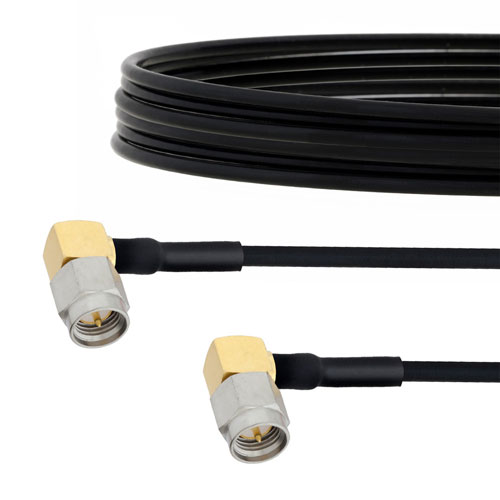 RA SMA Male to RA SMA Male Cable FM-SR086TBJ Coax in 18 Inch FMCA2117-18