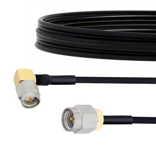 SMA Male to RA SMA Male Cable FM-SR086TBJ Coax in 6 Inch with LF Solder FMCA2118-6