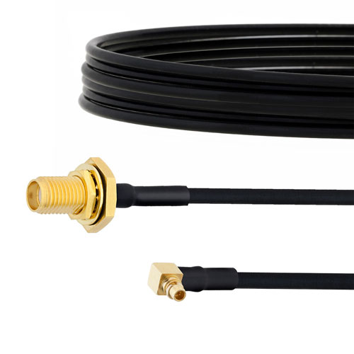 SMA Female Bulkhead to RA MMCX Plug Cable FM-SR086TBJ Coax in 12 Inch FMCA2122-12